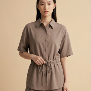 AURORA Drawstring Hem Shirt Set 穿搭灵感搭配图 设计感女装 | Styling inspiration outfit idea minimalist designer dress