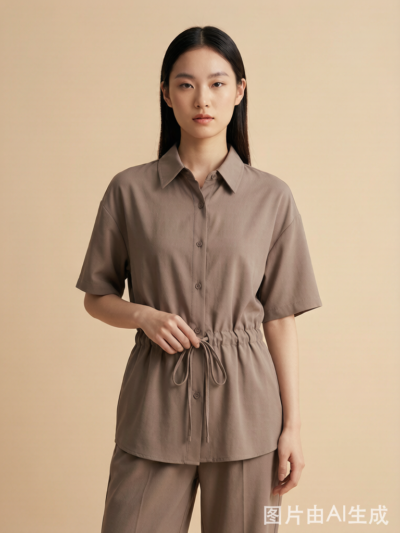Drawstring Hem Shirt Set