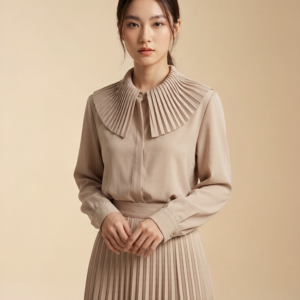 AURORA Pleated Collar Set 穿搭灵感搭配图 设计感女装 | Styling inspiration outfit idea minimalist designer dress