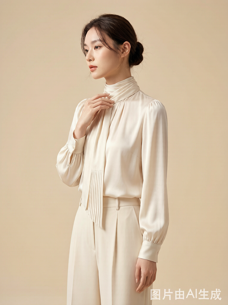Scarf-Neck Tie Blouse