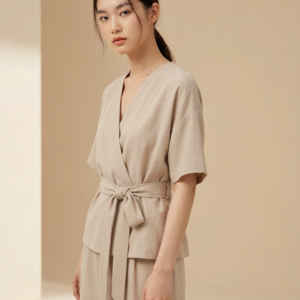 AURORA V-Neck Tie-Waist Set 穿搭灵感搭配图 设计感女装 | Styling inspiration outfit idea minimalist designer dress