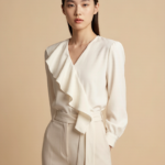 Asymmetric Ruffle Collar Blouse