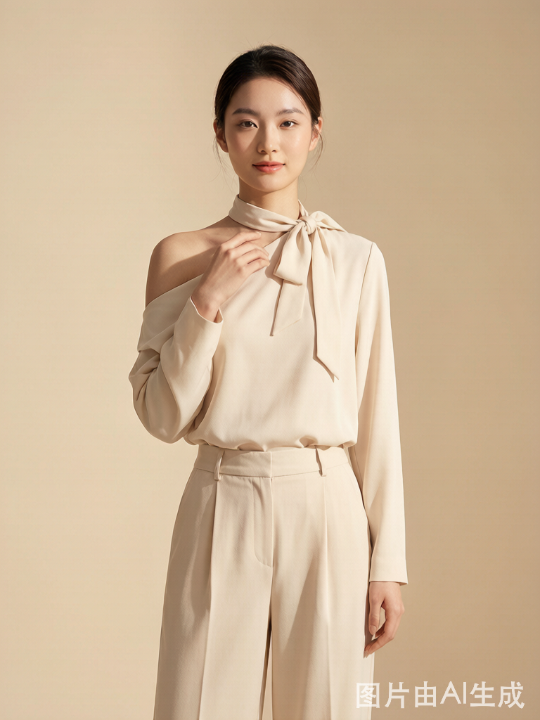 Asymmetric Tie-Neck Top
