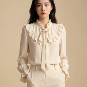 AURORA Ruffle Collar Tie Set 穿搭灵感搭配图 设计感女装 | Styling inspiration outfit idea minimalist designer dress