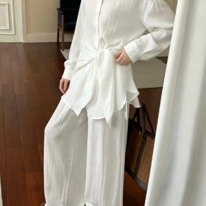 AURORA Tie-Waist Tencel Linen Relaxed Set 穿搭灵感搭配图 设计感女装 | Styling inspiration outfit idea minimalist designer dress