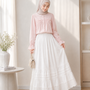 AURORA French Lace Collar Bow Blouse Long Sleeve Loose Fit Top 穿搭灵感搭配图 设计感女装 | Styling inspiration outfit idea minimalist designer dress