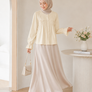 AURORA French Lace Collar Bow Blouse Long Sleeve Loose Fit Top 穿搭灵感搭配图 设计感女装 | Styling inspiration outfit idea minimalist designer dress
