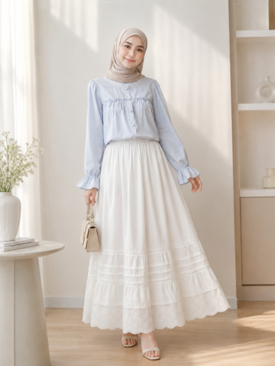 French Lace Collar Bow Blouse Long Sleeve Loose Fit Top